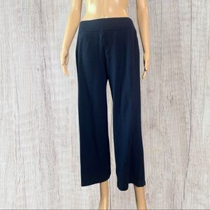 Eileen Fisher Navy Blue Elastic Waistband 100% Wool Pants Size S